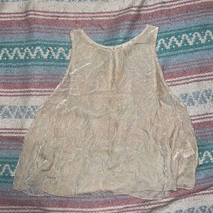 Aritzia Wilfred cream silk and velvet sleeveless blouse